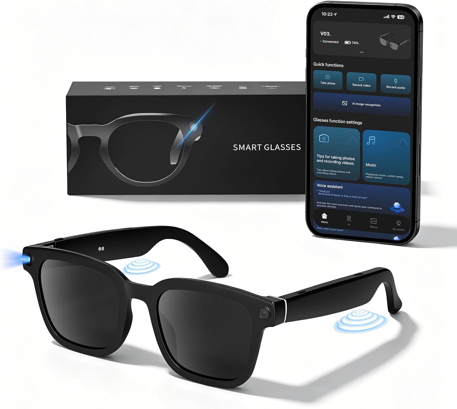 HD Camera Bluetooth Smart Glas - Smart Glasses Lens 评论和价格