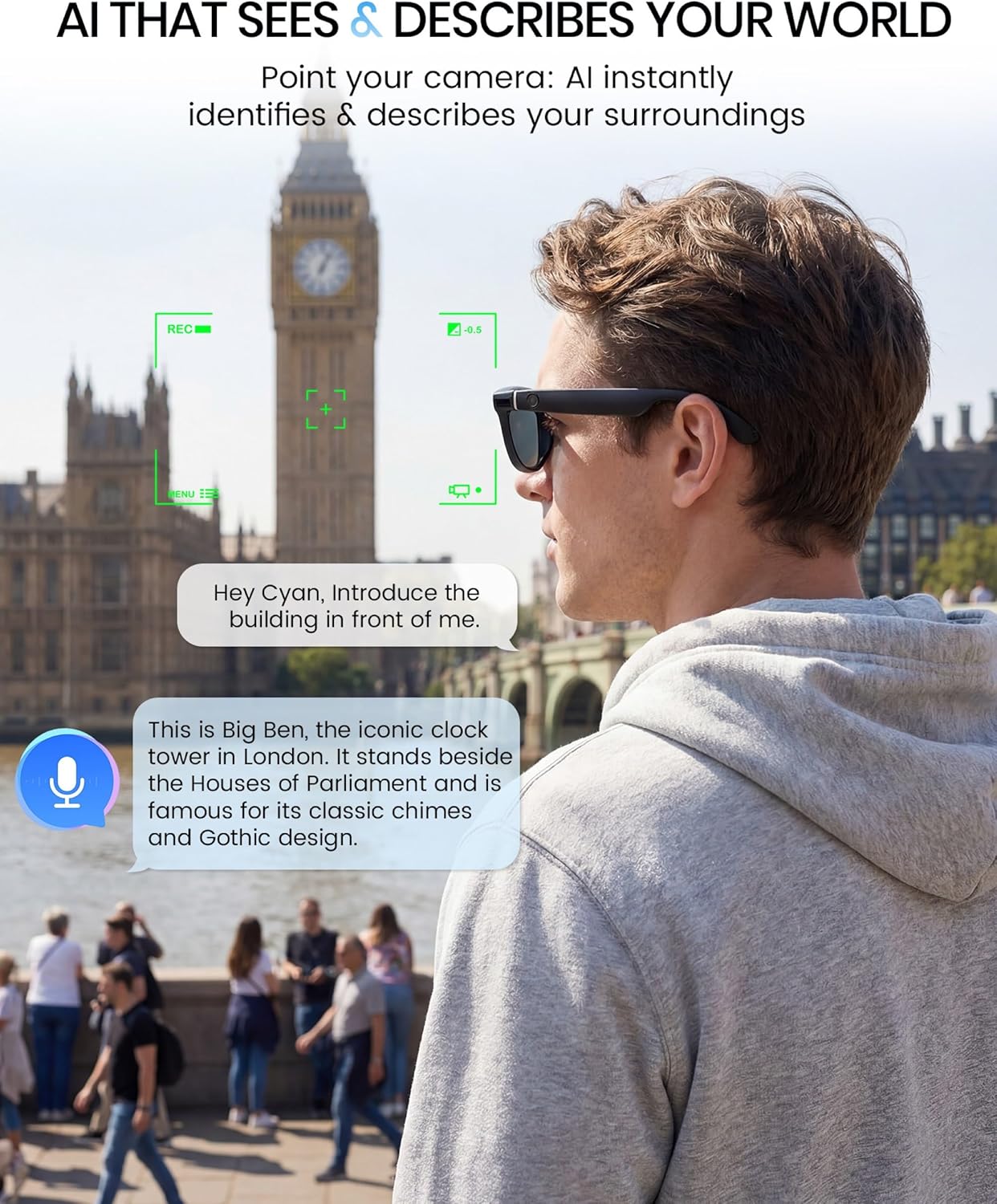 HD Camera Bluetooth Smart Glas - Smart Glasses Lens 评论和价格
