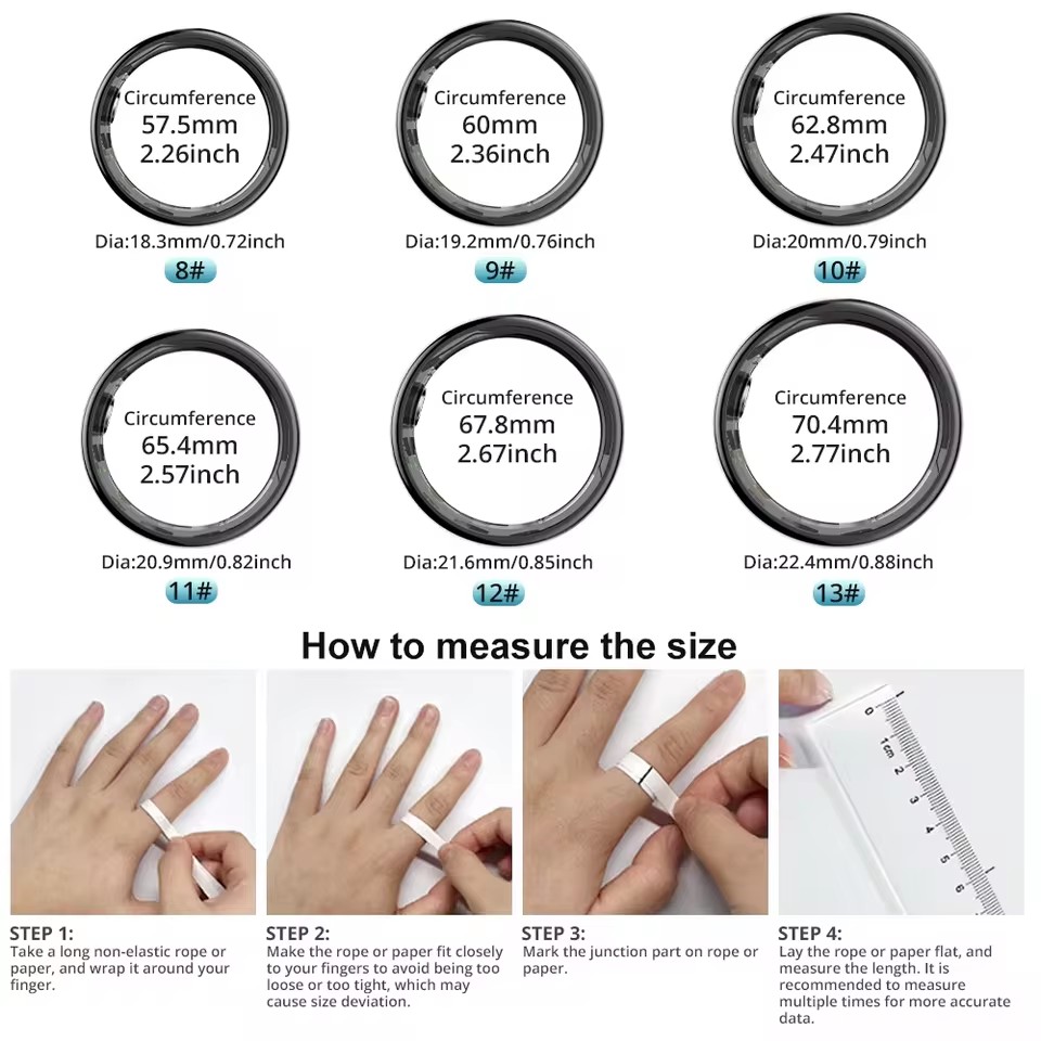 Smart Ring Men Women with Char - Temperature Ring Skin 评论和价格
