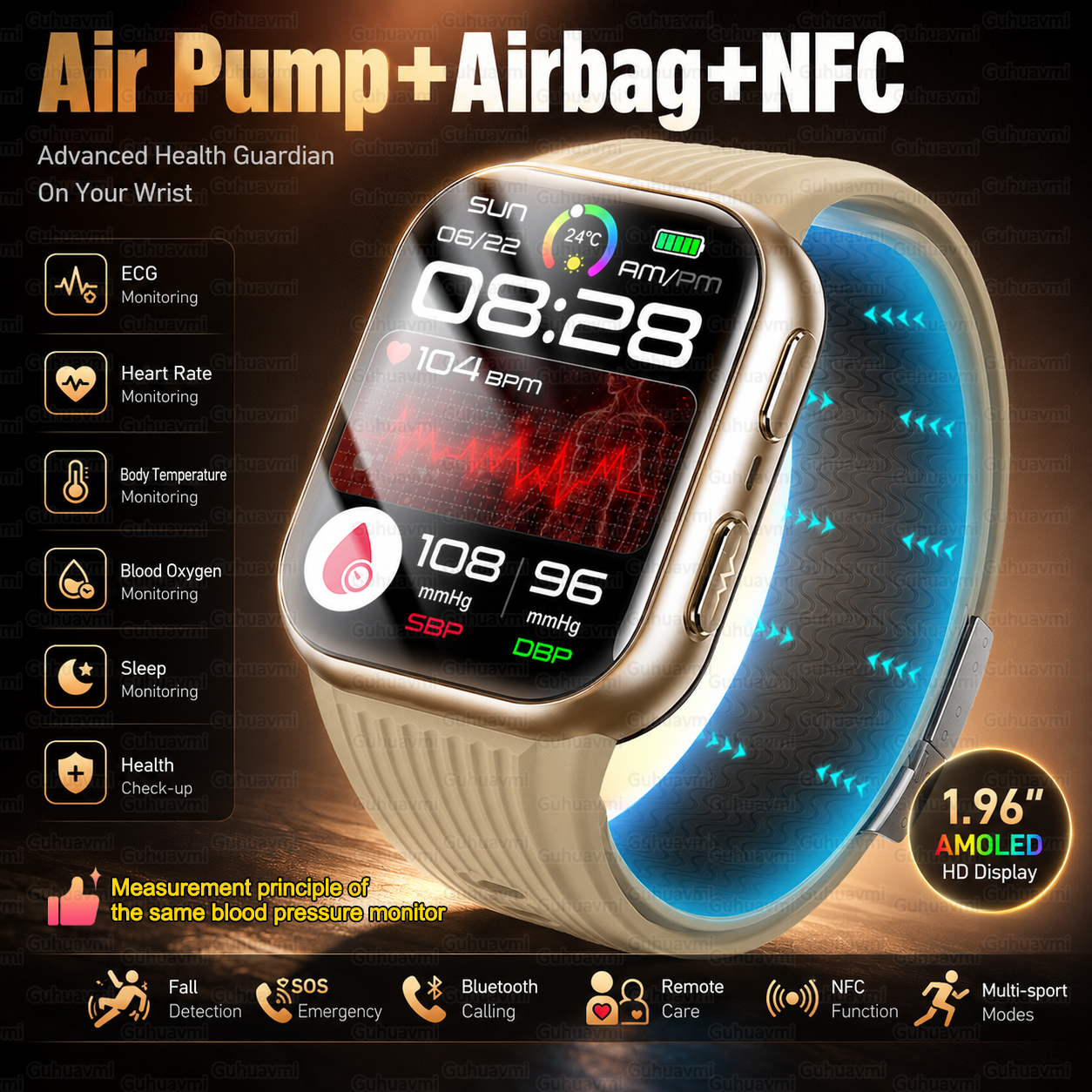 Air Pump Smartwatch Accurate B - Fall Detection Watch 评论和价格