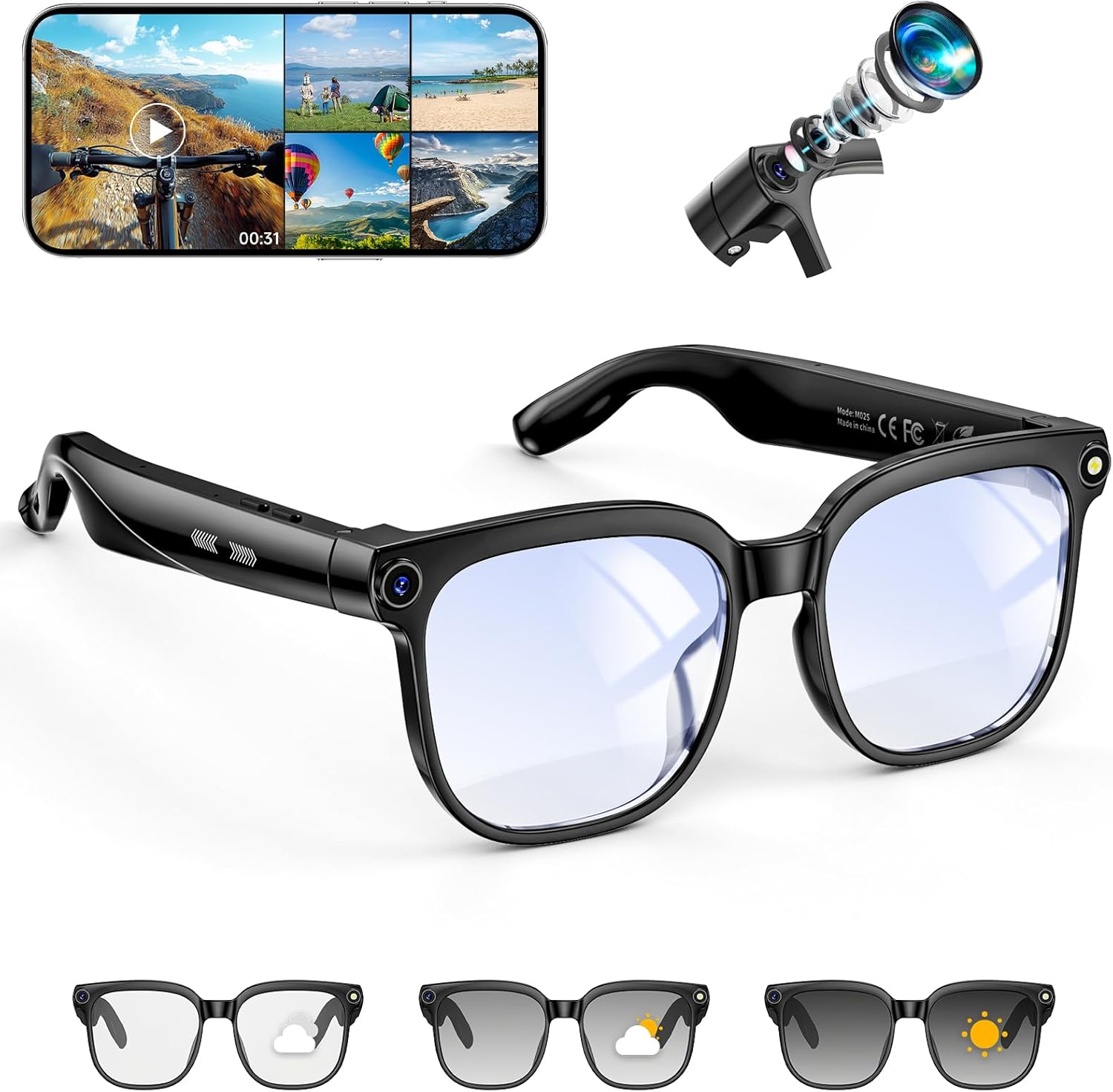 8MP Camera Smart Glasses: 4K P - Smart Glasses Lens 评论和价格